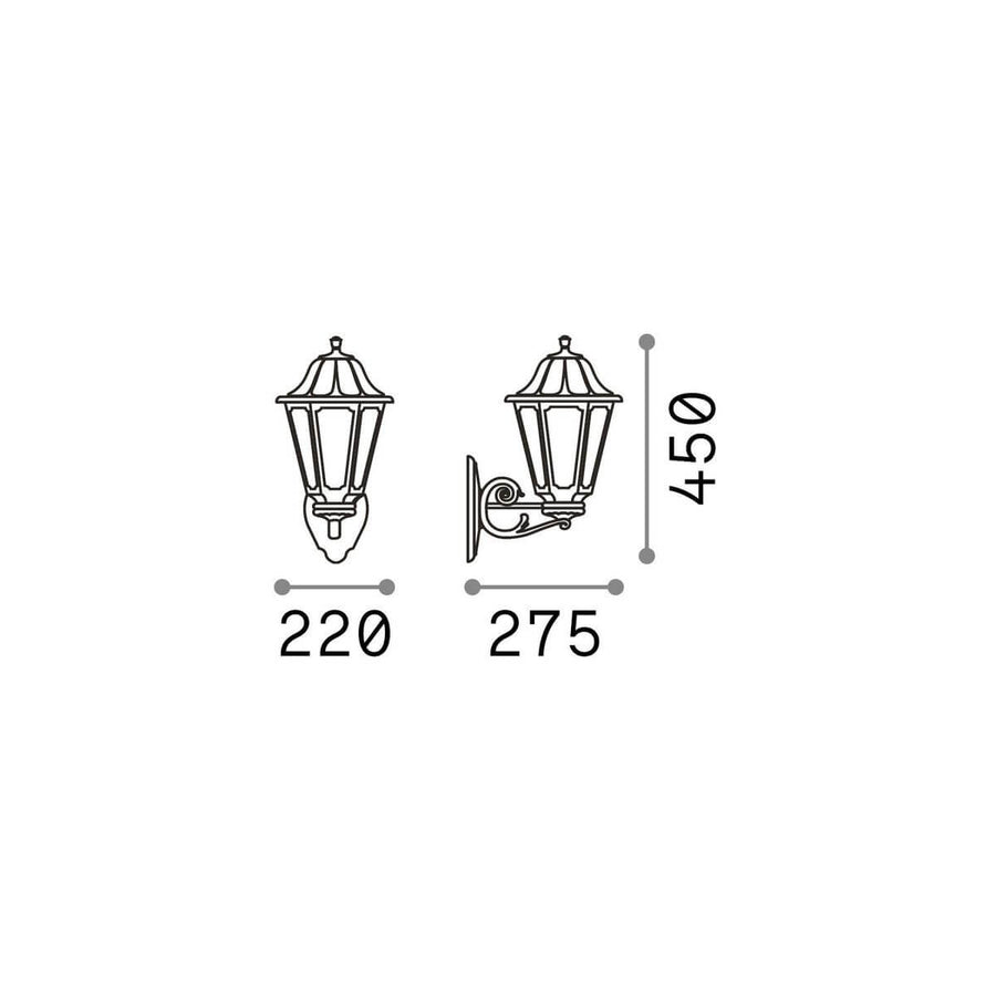 Schéma technique présentant les dimensions 220, 275 et 450 mm de l'applique