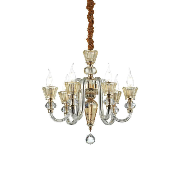 Suspension Strauss 6 lumières dorée, verre