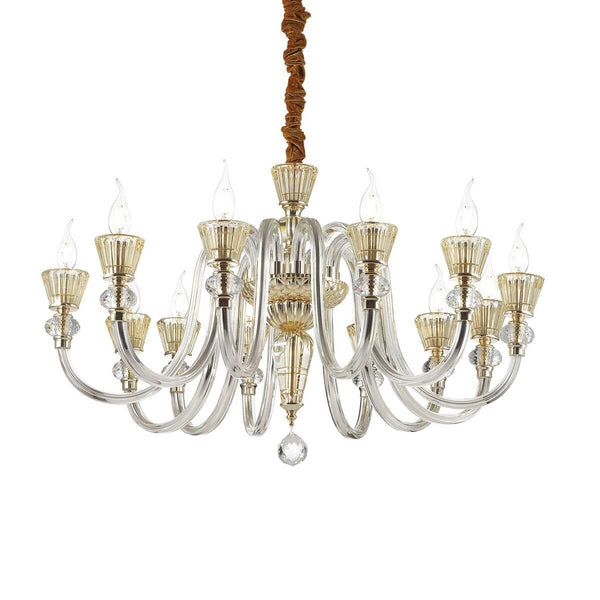 Suspension Strauss 12 lumières dorée, verre