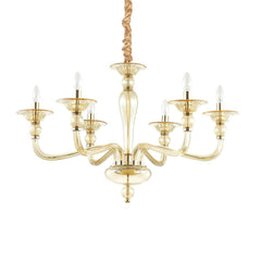 Suspension Danieli 6 lumières ambrée, verre