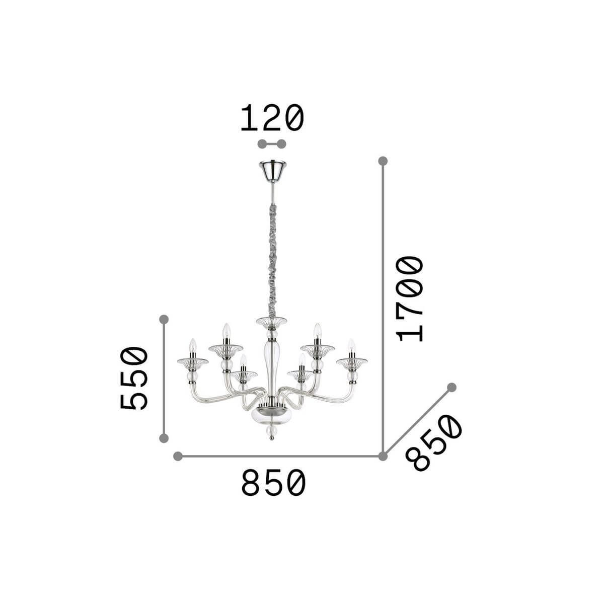 Suspension Danieli 6 lumières ambrée, verre