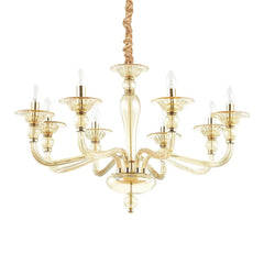 Suspension Danieli 8 lumières ambrée, verre