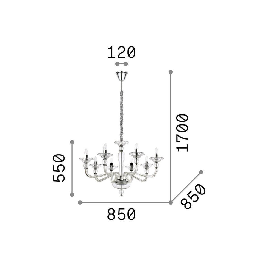 Suspension Danieli 8 lumières ambrée, verre