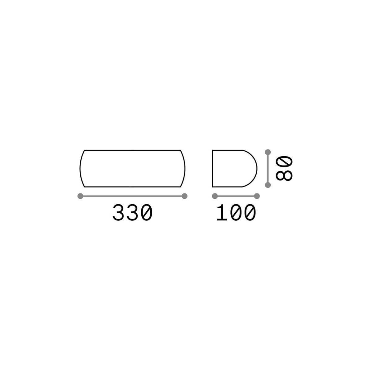 Schéma de dimensions avec largeur 330 mm, profondeur 100 mm et hauteur 80 mm