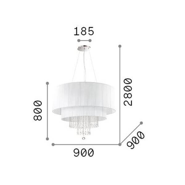 Suspension Opera 10 lumières blanche, cristal