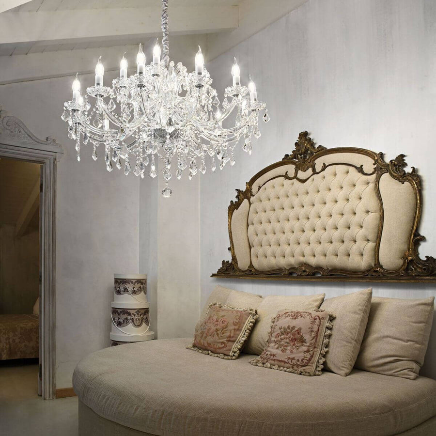 Suspension Napoleon 18 lumières chromée, cristal
