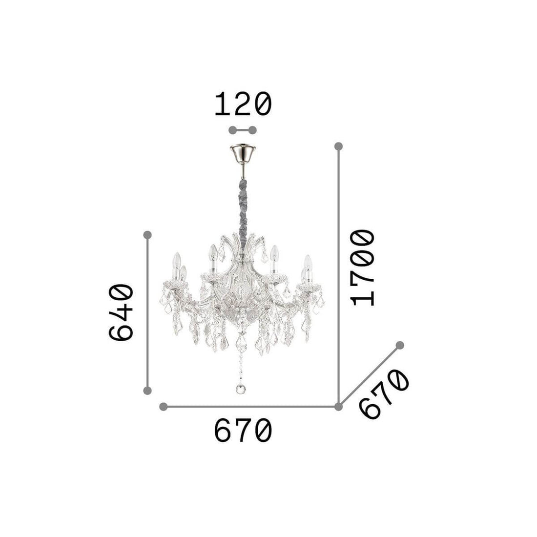 Suspension Napoleon 8 lumières dorée, cristal