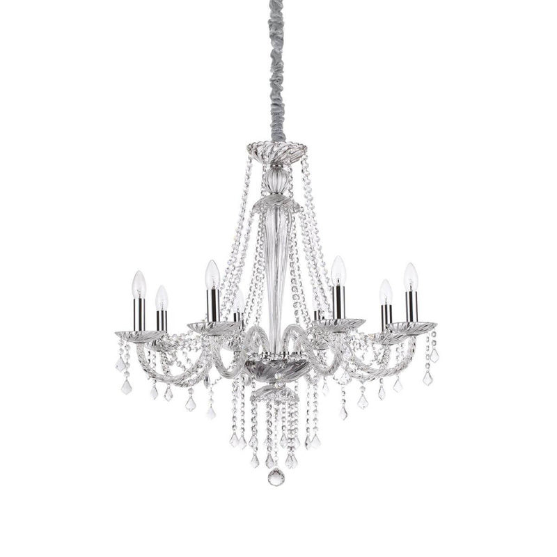 Suspension Amadeus 8 lumières transparente, cristal