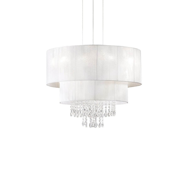 Suspension Opera 4 lumières blanche, cristal