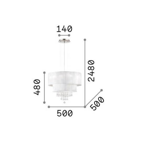 Suspension Opera 4 lumières blanche, cristal
