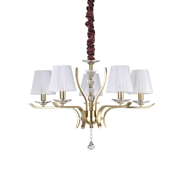 Suspension Pegaso 5 lumières laiton, verre