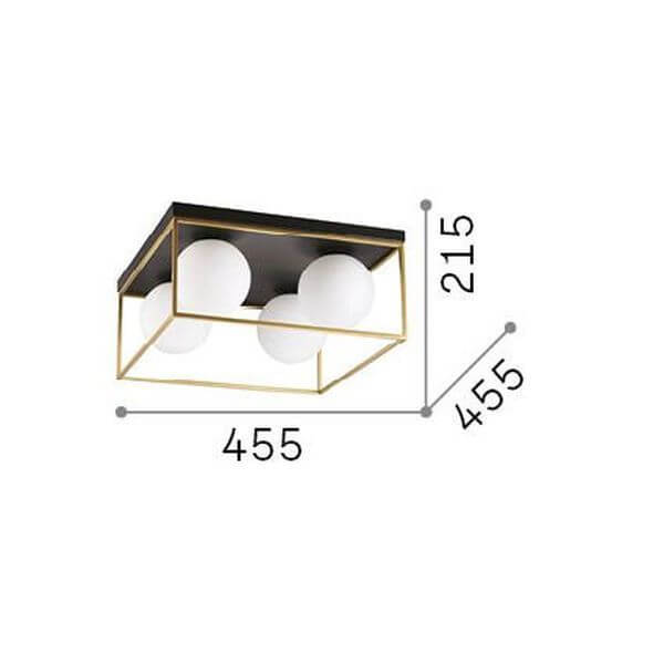 Schéma de dimensions du plafonnier avec largeur 455, profondeur 455 et hauteur 215.