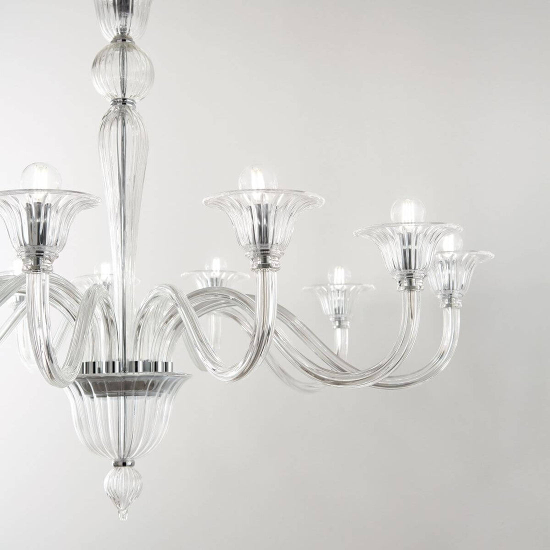 Suspension Brigitta 8 lumières transparente, verre