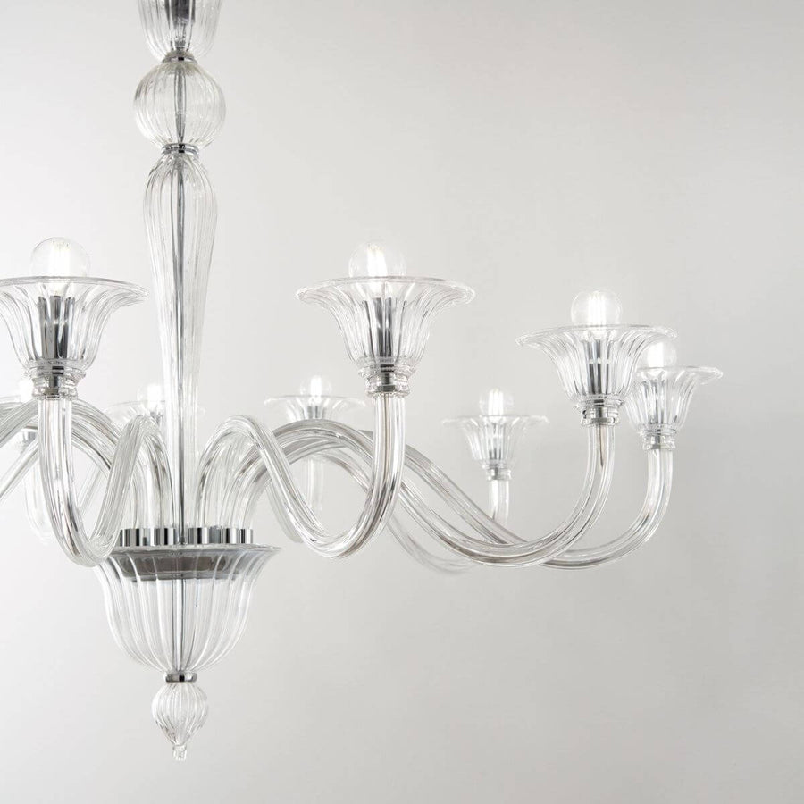 Suspension Brigitta 8 lumières transparente, verre