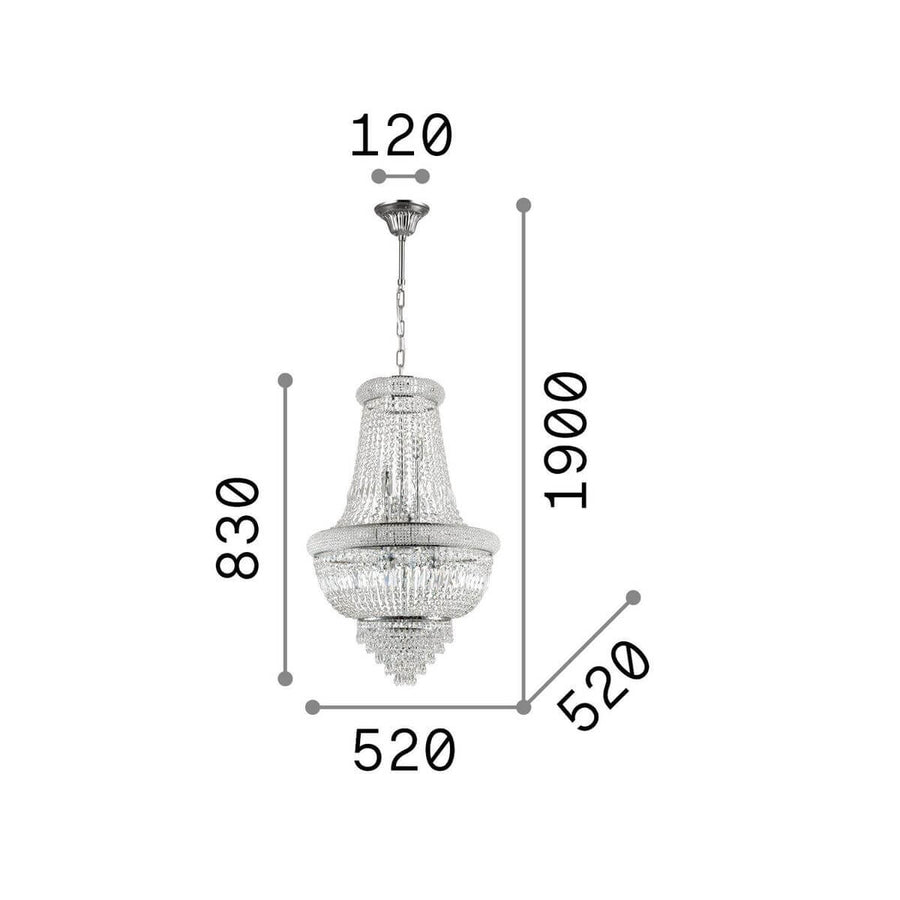 Suspension Dubai 10 lumières laiton, cristal