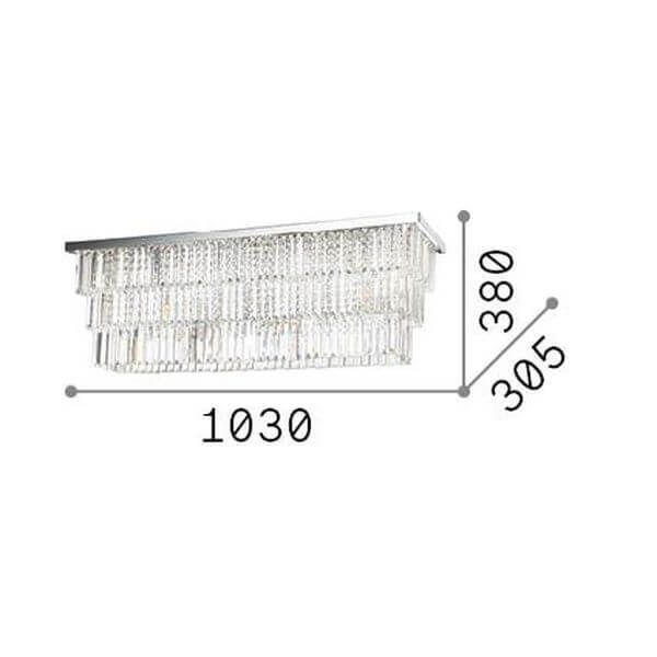 Schéma de dimensions du plafonnier : largeur 1030, hauteur 380 et profondeur 305