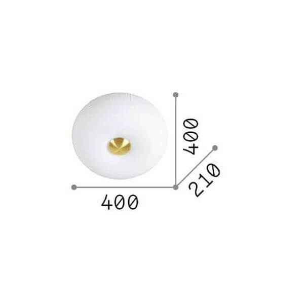 Schéma de dimensions : 400 mm de diamètre et 210 mm de hauteur
