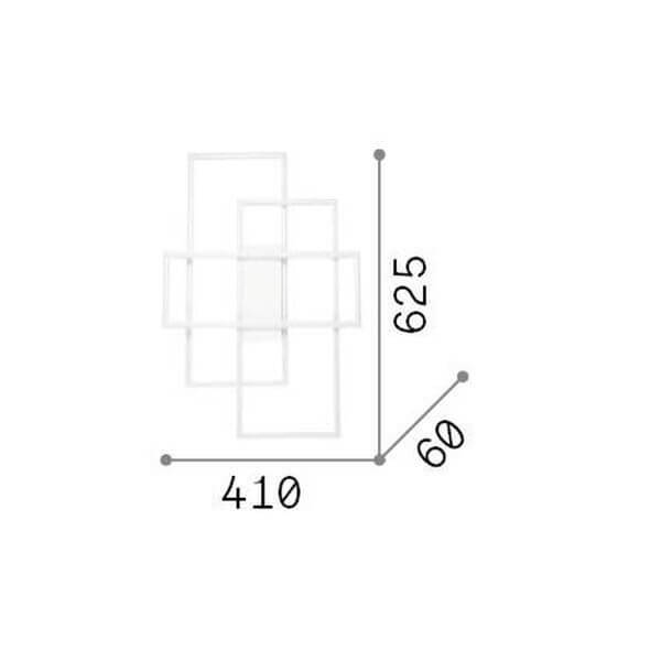 Schéma coté du plafonnier avec largeur 410 mm, hauteur 625 mm et épaisseur 60 mm