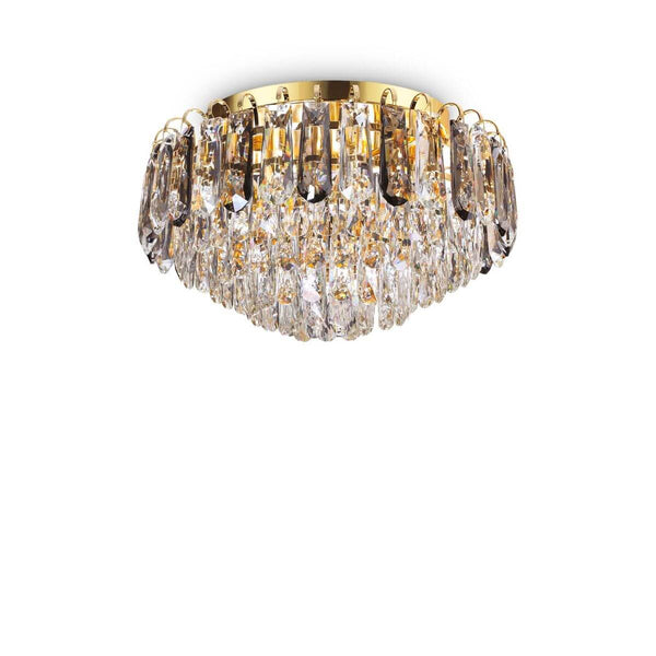 Plafonnier Magnolia 7 lumières doré, verre
