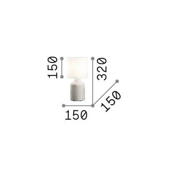 Schéma de dimensions indiquant hauteur 320 mm et largeur 150 mm