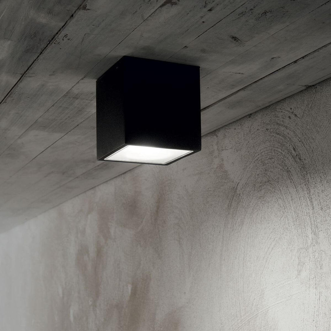Plafonnier extérieur Techo noir, verre, L 9 cm