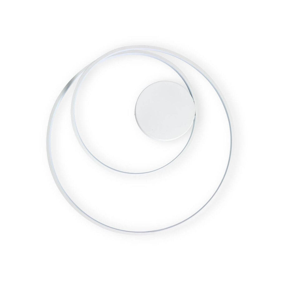 Vue de dessous détaillant la spirale des anneaux et le disque central blanc