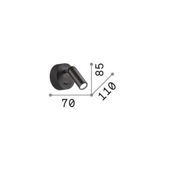 Schéma coté montrant largeur 70, hauteur 85 et profondeur 110 millimètres