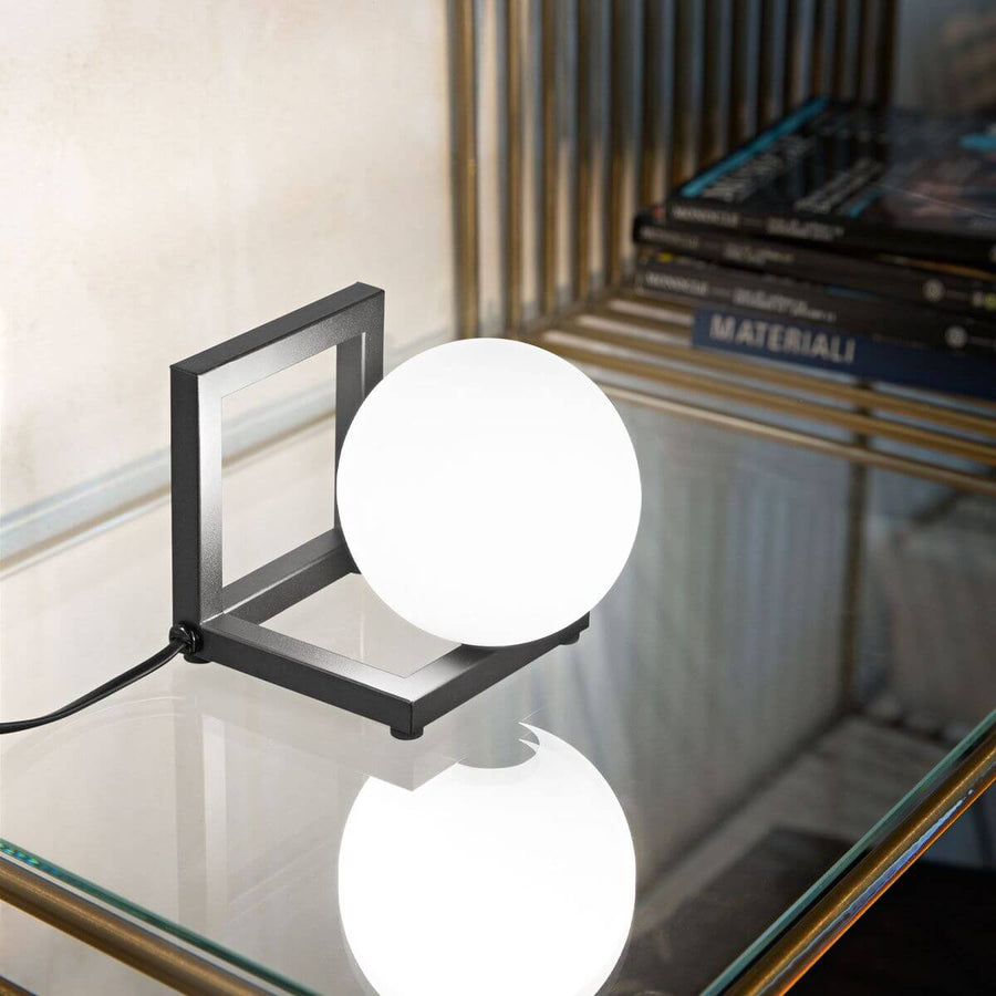 Lampe à poser Angolo noire, verre