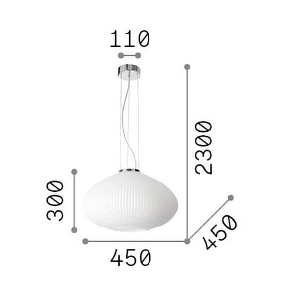 Suspension Plisse laiton, verre, Ø 45 cm