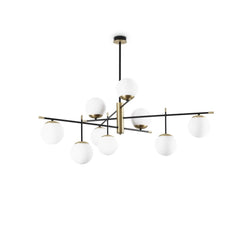 Plafonnier Gourmet 9 lumières noir, verre