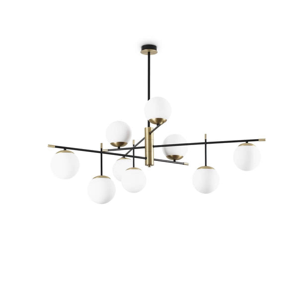 Plafonnier Gourmet 9 lumières noir, verre