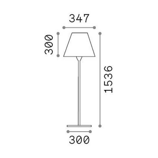 Schéma technique coté : hauteur totale 1536 mm, diamètre abat-jour 347 mm