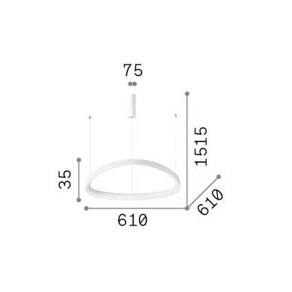 Schéma coté : largeur 610 mm, profondeur 610 mm, hauteur 35 mm, câble 1515 mm.