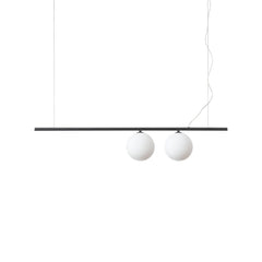 Suspension Perline 2 lumières noire, verre