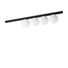 Plafonnier Binomio 4 lumières noir, verre