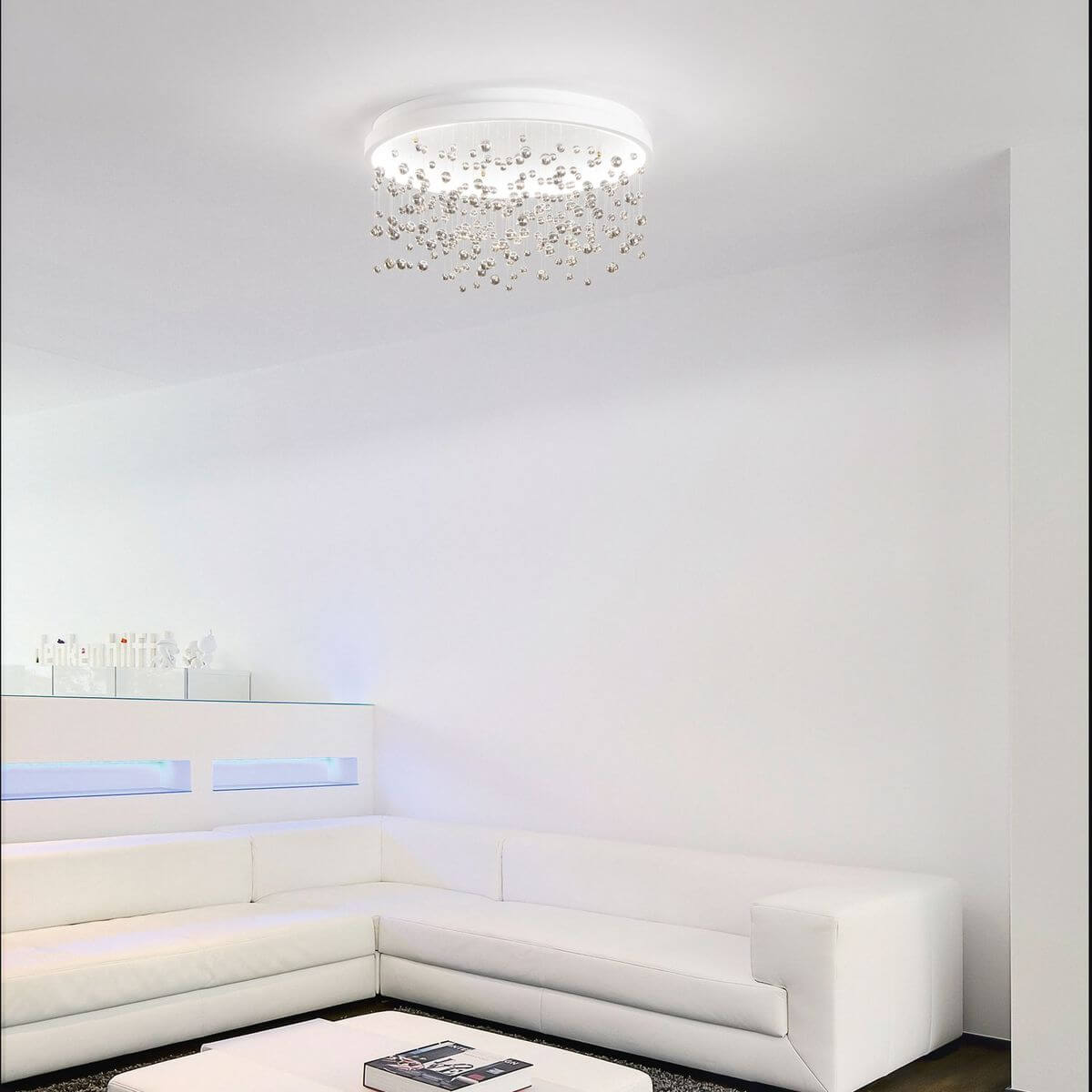 Plafonnier Armony blanc, verre, Ø 75 cm