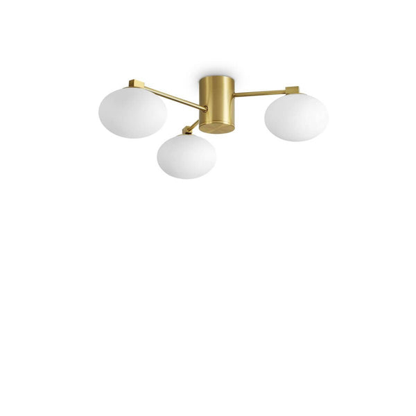 Plafonnier Hermes 3 lumières laiton, verre, Ø 60 cm