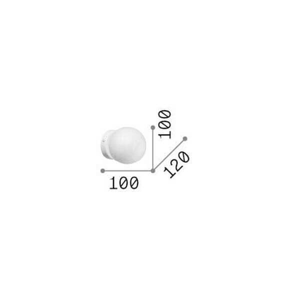 Schéma de dimensions cotées : diamètre 100 mm, profondeur 120 mm et base 100 mm.