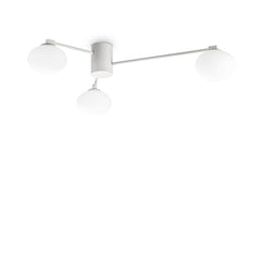 Plafonnier Hermes 3 lumières blanc, verre, Ø 90 cm