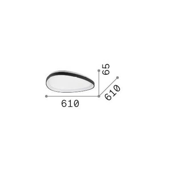 Schéma de dimensions du plafonnier : diamètre 610 mm et hauteur 65 mm