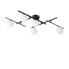 Plafonnier Atlas 5 lumières noir, verre