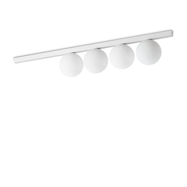 Plafonnier Binomio 4 lumières blanc, verre