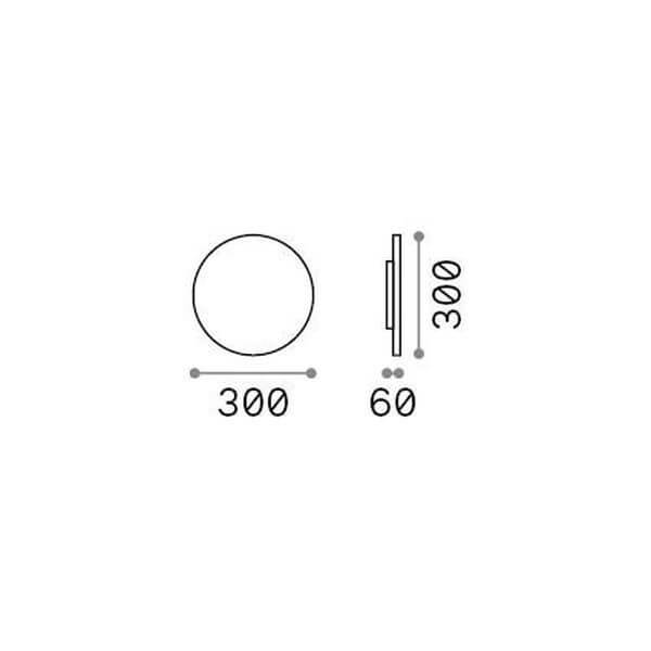 Schéma technique du luminaire rond avec diamètre 300 mm et épaisseur 60 mm