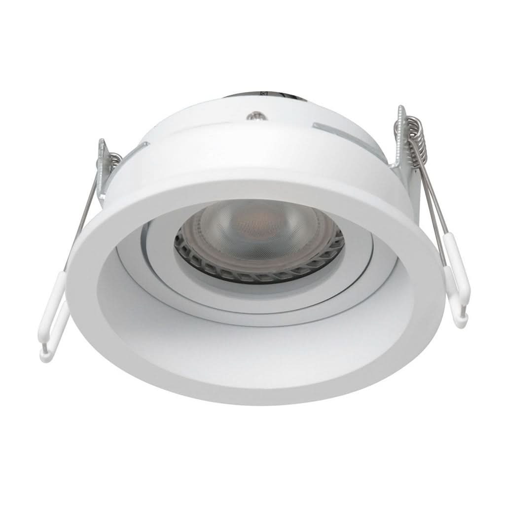 Même spot encastrable blanc avec source lumineuse éteinte et lentille transparente visible