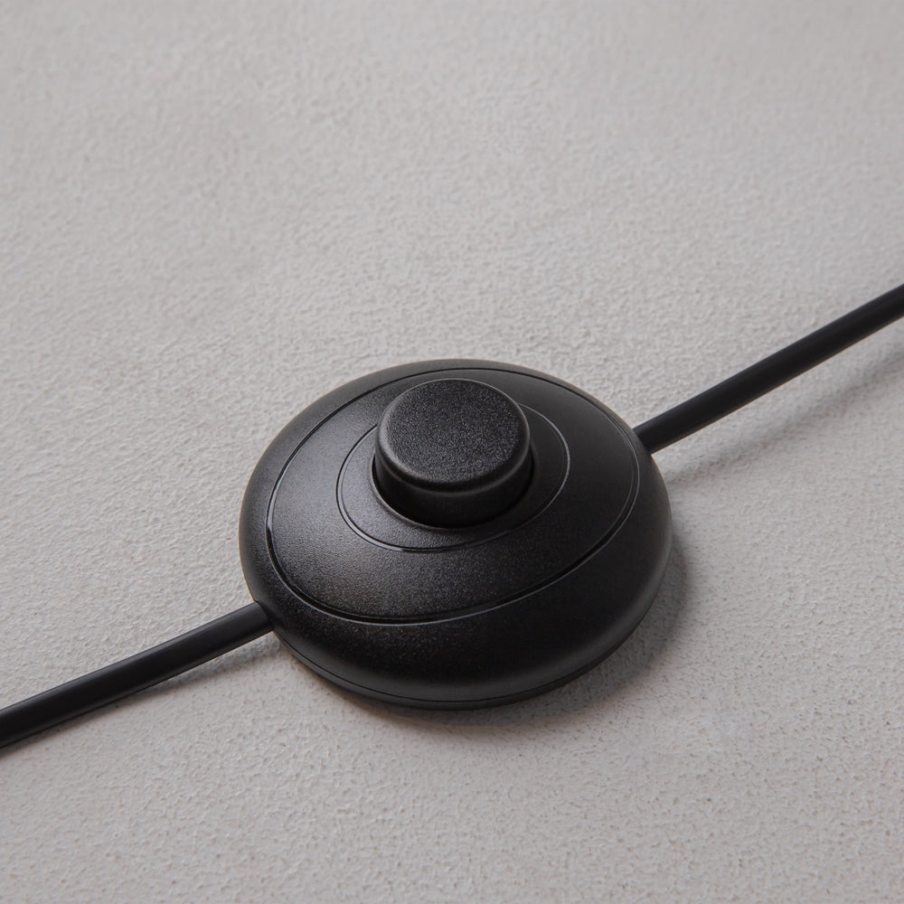 Détail du variateur rond noir posé sur son câble d'alimentation