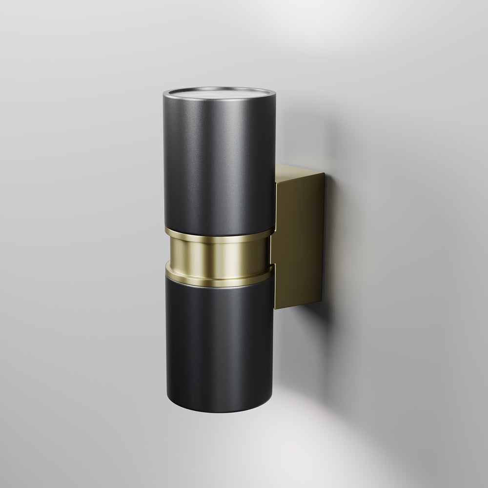 Variante noire à bague dorée, applique murale à double éclairage