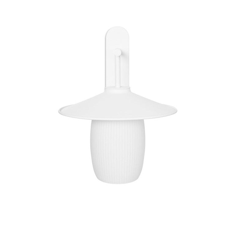 Vue de face sur fond blanc, silhouette arrondie du diffuseur et du support