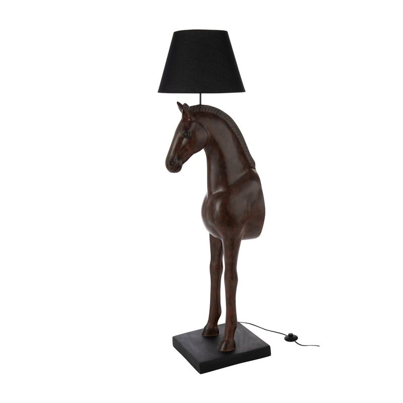 Lampadaire cheval en polyrésine marron foncé