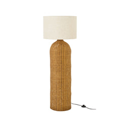 Lampadaire cylindre en métal naturel et écru