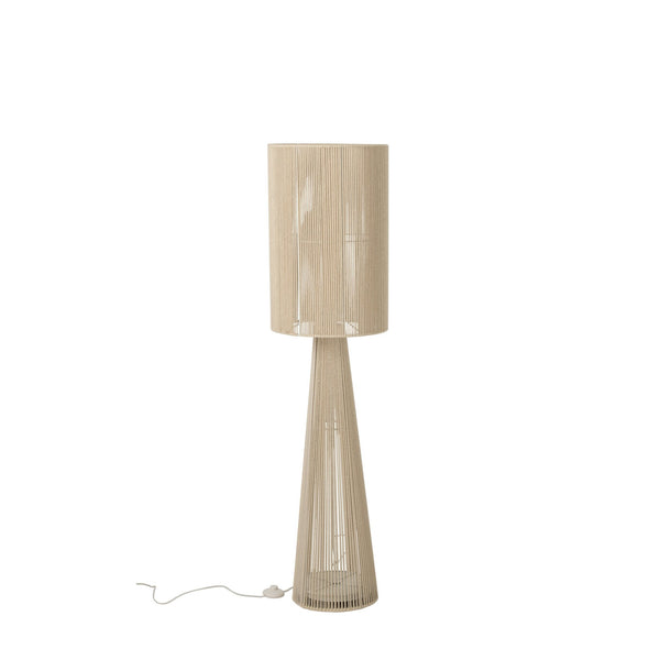 Lampadaire en corde de tissu grège, modèle moyen